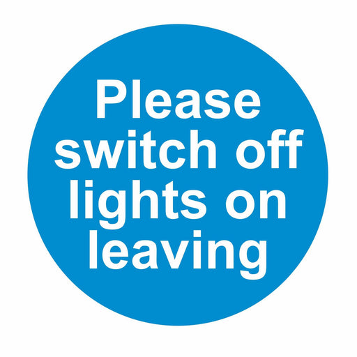 PLEASE SWITCH OFF LIGHTS ON LEAVING - SELF ADHESIVE STICKER