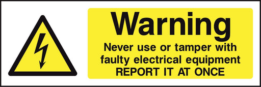 Warning Never use or tamper with faulty electrical equipment
