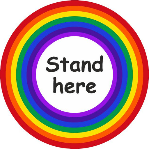 PACK OF 10 SCHOOL FLOOR STICKERS RAINBOW STAND HERE  - COVID 19 SOCIAL DISTANCING