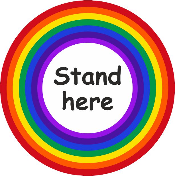 PACK OF 10 SCHOOL FLOOR STICKERS RAINBOW STAND HERE  - COVID 19 SOCIAL DISTANCING