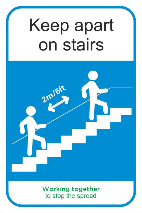 KEEP APART ON STAIRS - COVID 19 SOCIAL DISTANCING SIGN