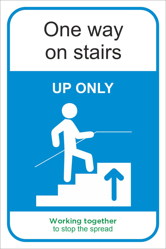 ONE WAY ON STAIRS - COVID 19 SOCIAL DISTANCING SIGN