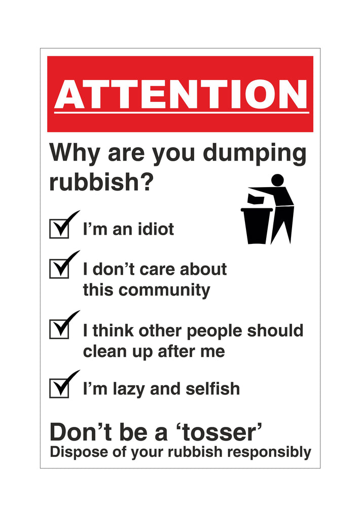 No Rubble Sign NO LITTERING, NO FLY TIPPING, NO RUBBISH DUMPING — Sign Services UK