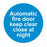 AUTOMATIC FIRE DOOR KEEP CLEAR CLOSE AT NIGHT - SELF ADHESIVE STICKER