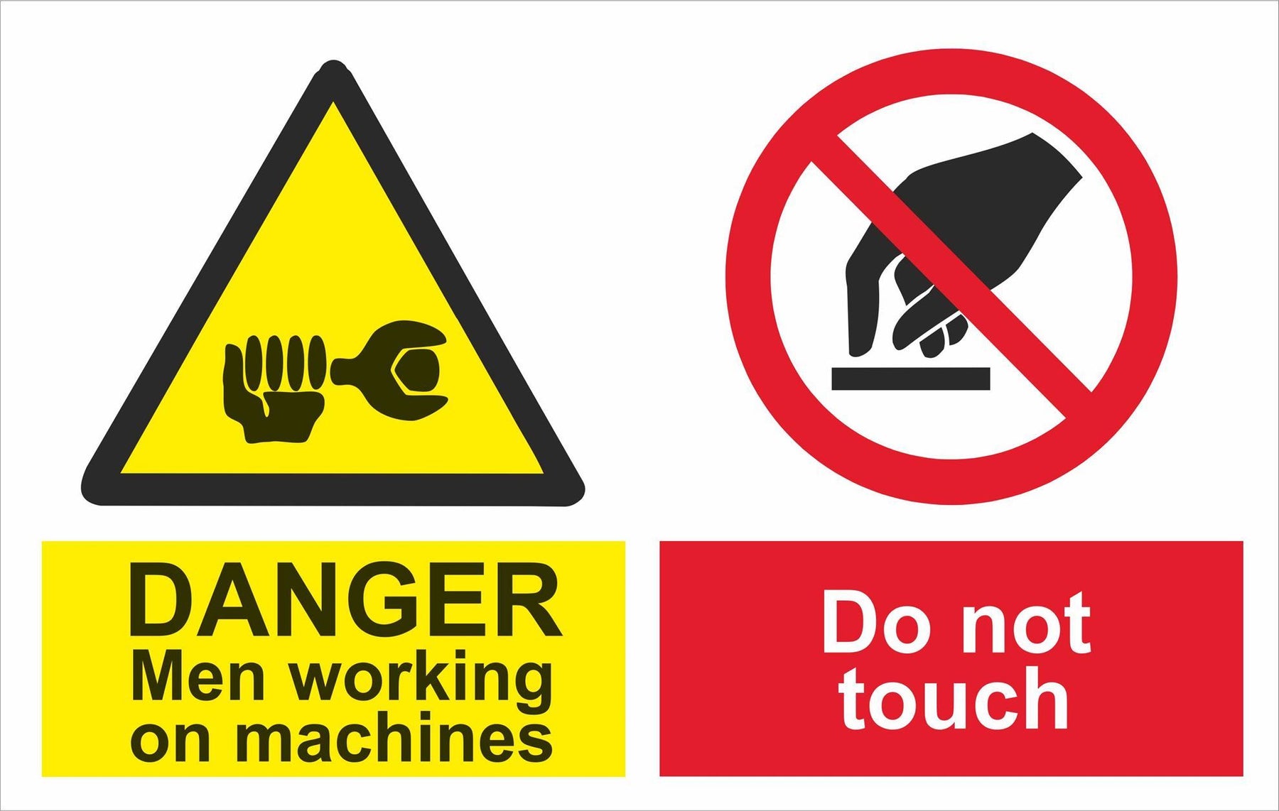 DANGER Men working on machines