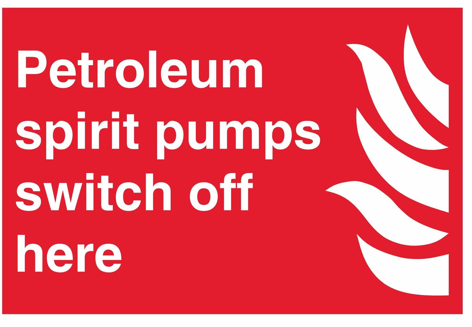 Petroleum spirit pumps switch off here