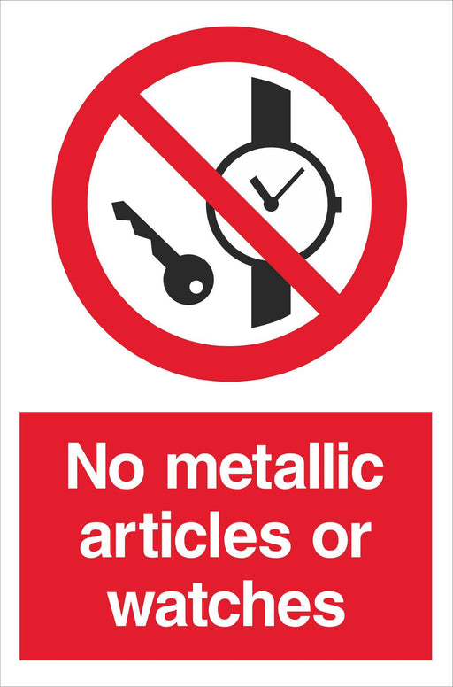 No metallic articles or watches