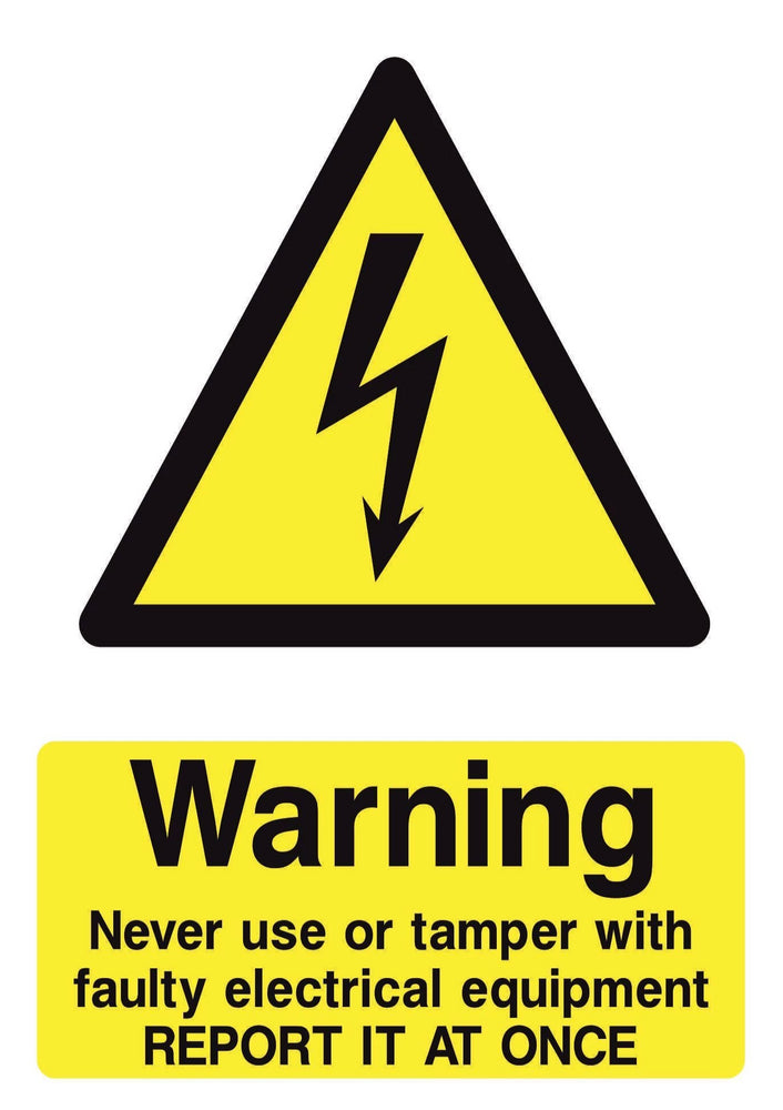 WARNING Never use or tamper with faulty electrical equipment REPORT IT AT ONCE