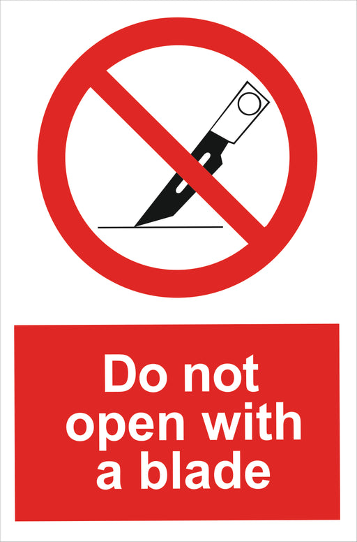 Do not open with a blade