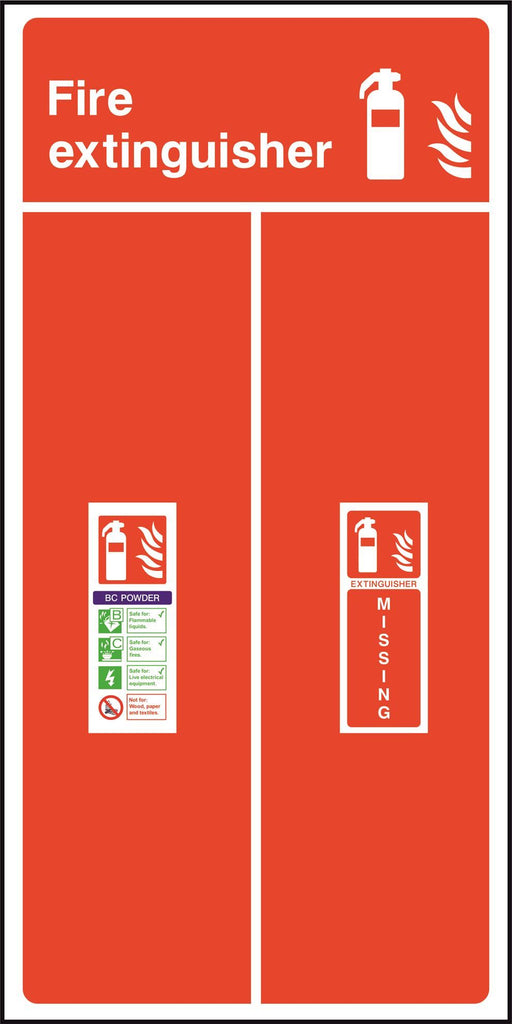 Fire extinguisher ID backboard - BC POWDER