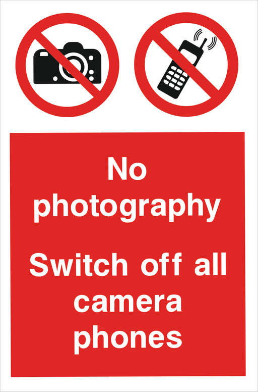No photography Switch off all camera phones